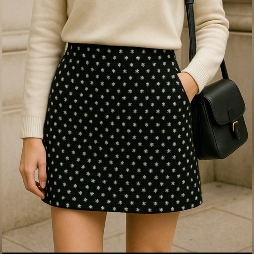 Boden Black White Mallalieus Wool Tweed Mini Skirt | Heritage EUC US 4R #1121